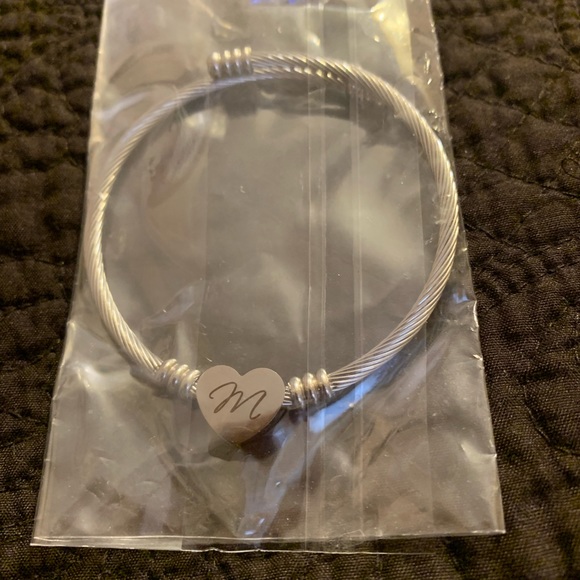 Heart Cable Initial M Bracelet by Pink Box…Brand New - Picture 2 of 2